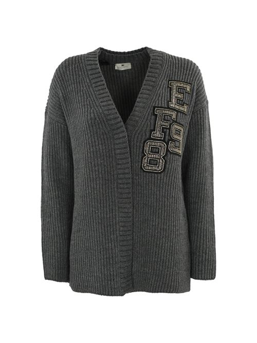 Cardigan con patch logo in lana grigio Elisabetta Franchi | MK88T46E2CL3